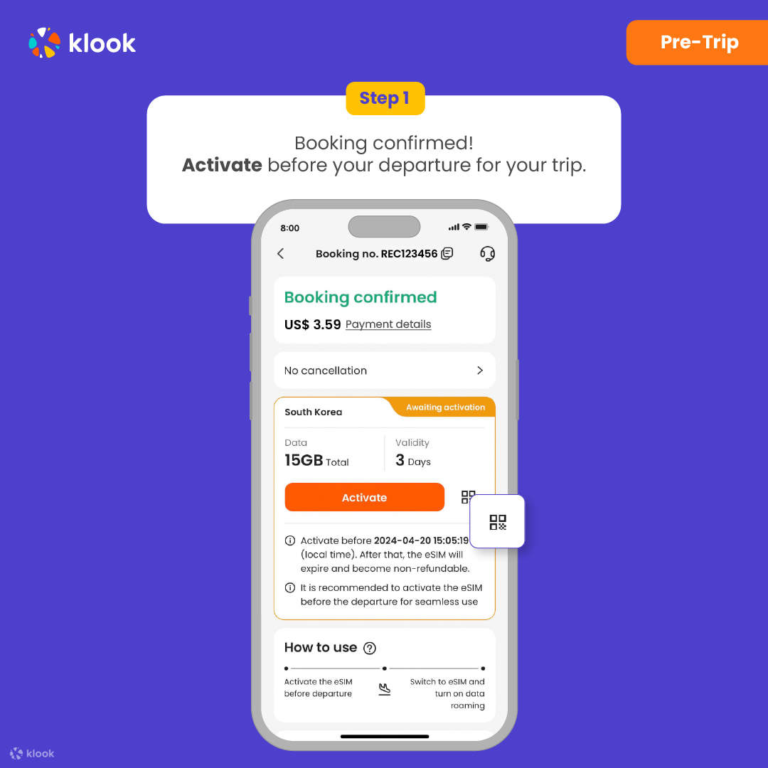 esim - Activate in Klook App